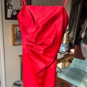Aqua Elegant Strapless Floor Length Red Dress
